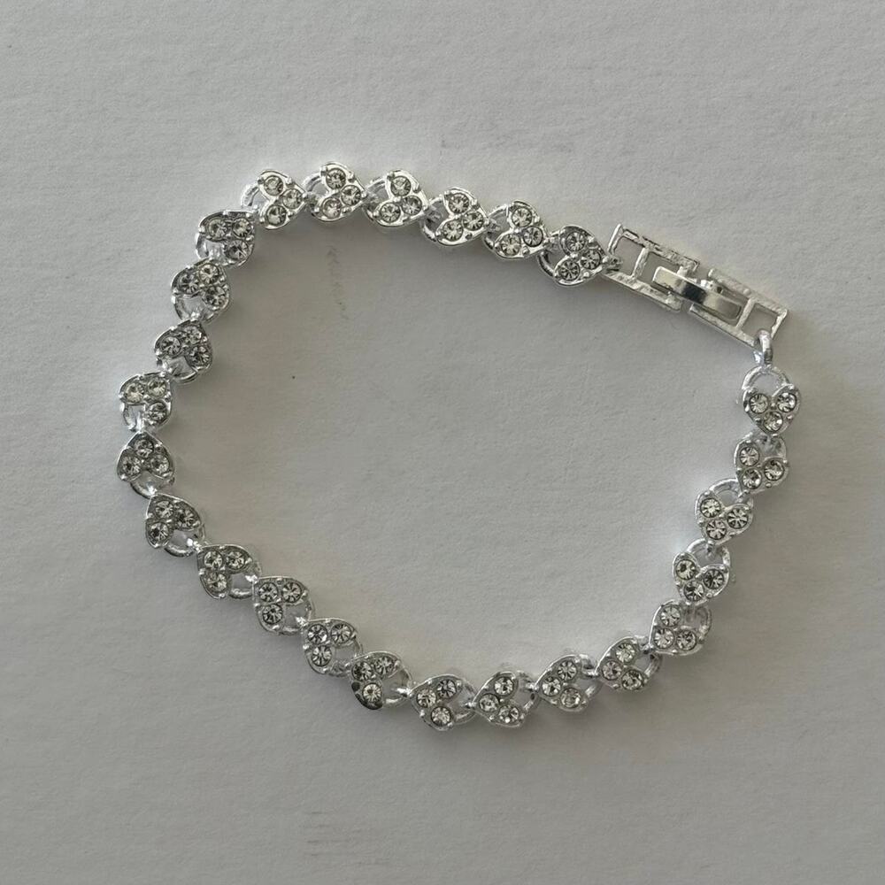 y2k essential silver jewel heart chain bracelet - Picture 2 of 7